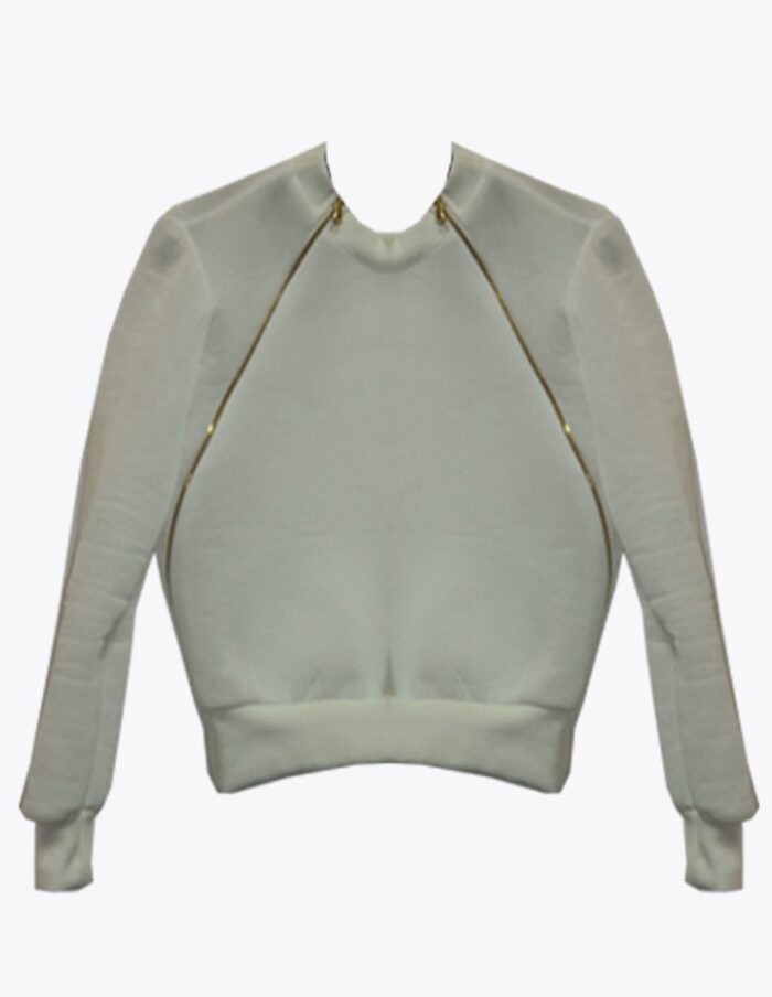 white zipper sweater