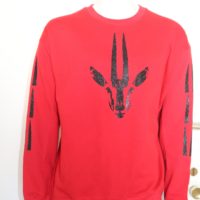 Red Sweatshirt with Black Gazelle Print